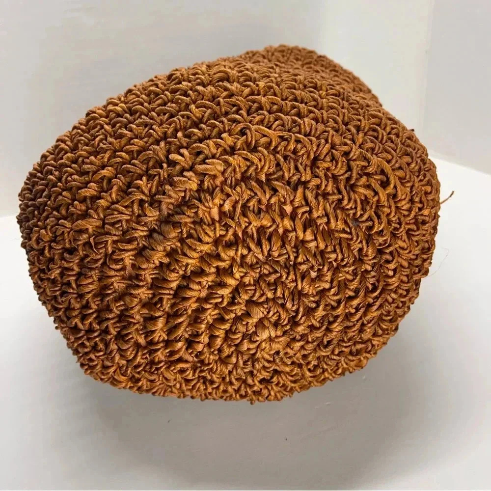 Waves Raffia Bucket Dark Orange Bag - Picture 5 of 10